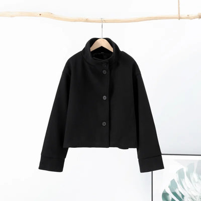 Winter Trench Coat - Women's Short High Collar Woolen Trench Coat-Grace Aura
