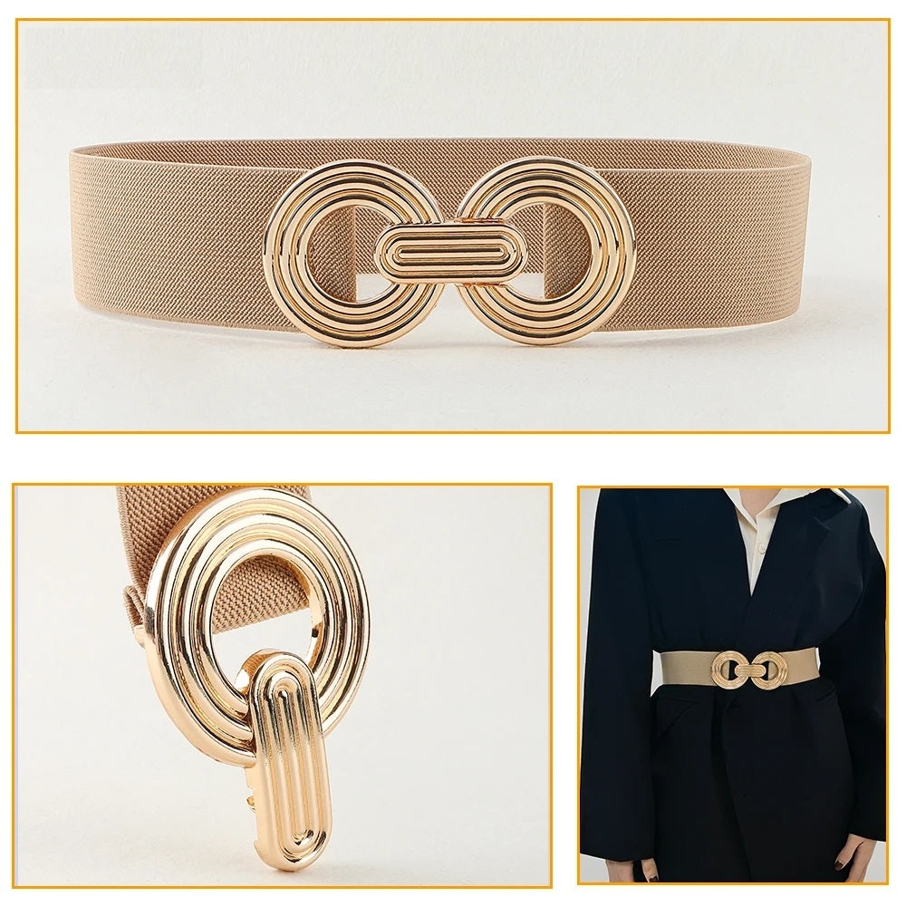 Women's Belt - Stretch - Gold Buckle - Elastic Belt - Waist Belt-Grace Aura