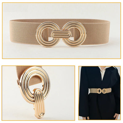 Women's Belt - Stretch - Gold Buckle - Elastic Belt - Waist Belt-Grace Aura