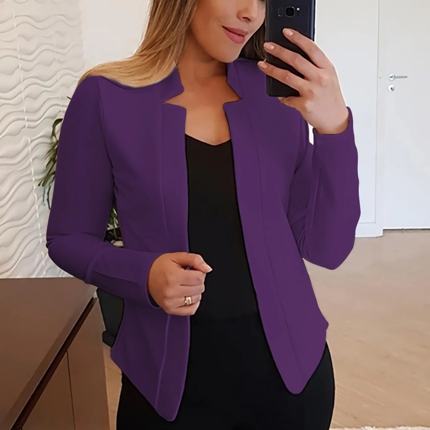 Women's Blazer - Formal Open-Front Cardigan Blazer Jacket-Grace Aura