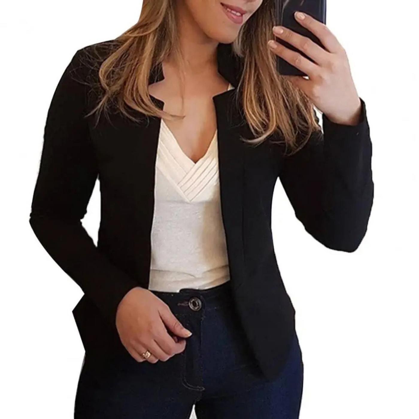 Women's Blazer - Formal Open-Front Cardigan Blazer Jacket-Grace Aura