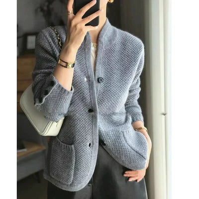 Women's Cardigan | Wool Blend | Button-Up | Knitted Cardigan | Cardigan Jacket-Grace Aura