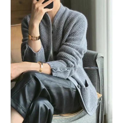 Women's Cardigan | Wool Blend | Button-Up | Knitted Cardigan | Cardigan Jacket-Grace Aura