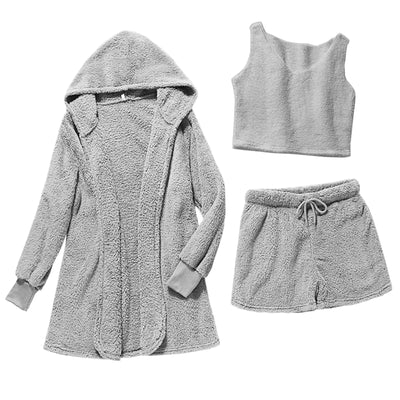 Women's Loungewear | 3-Piece | Shorts | Fleece Pyjama | Lounge Set-Grace Aura