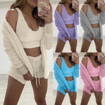 Women's Loungewear | 3-Piece | Shorts | Fleece Pyjama | Lounge Set-Grace Aura