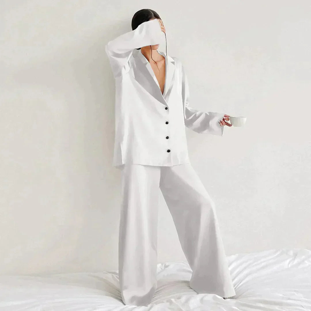 Women's Pajamas - Wide Leg - Long Sleeve - Pajama Set - Sleepwear-Grace Aura