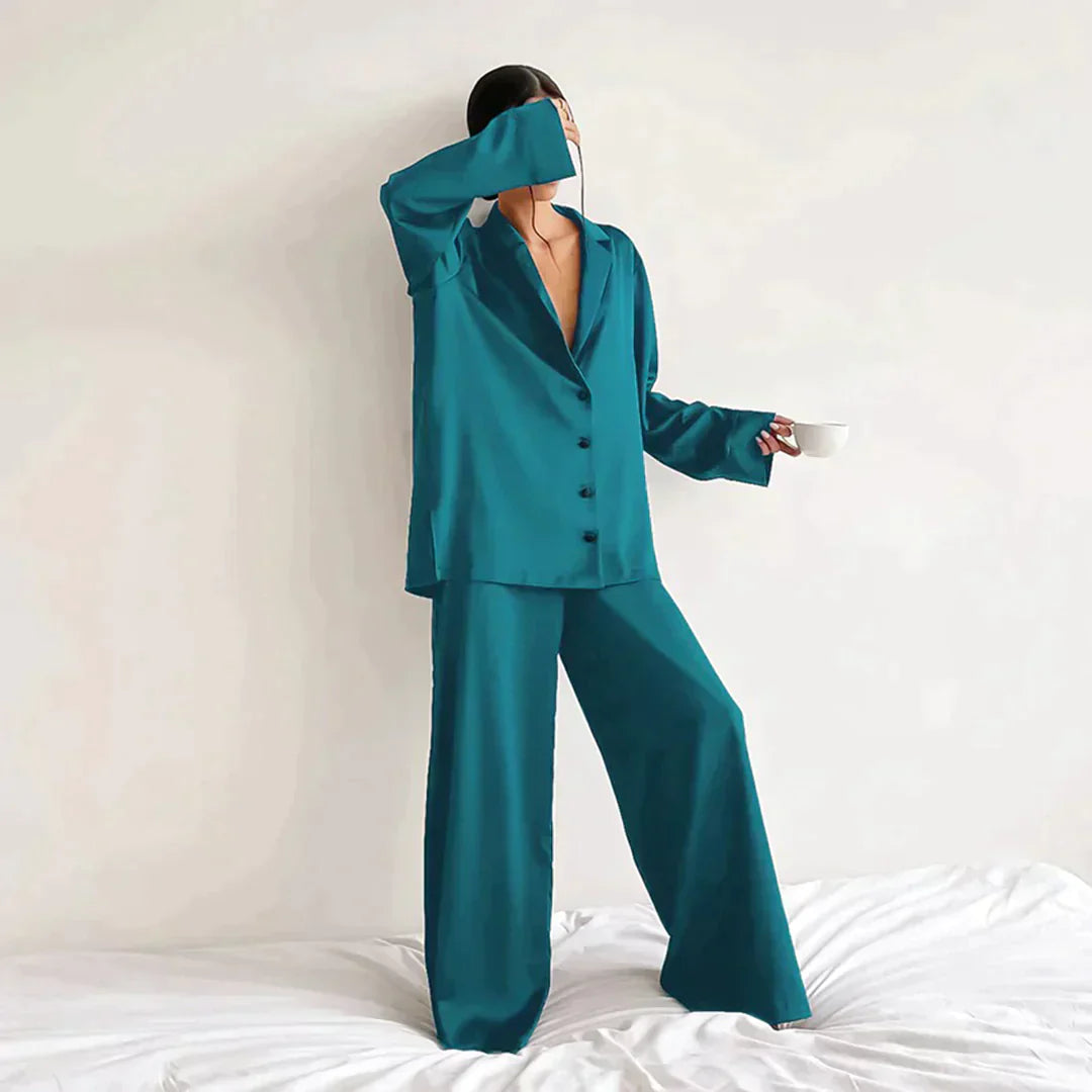 Women's Pajamas - Wide Leg - Long Sleeve - Pajama Set - Sleepwear-Grace Aura