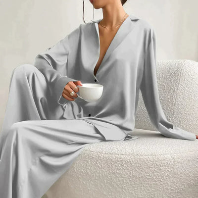 Women's Pajamas - Wide Leg - Long Sleeve - Pajama Set - Sleepwear-Grace Aura
