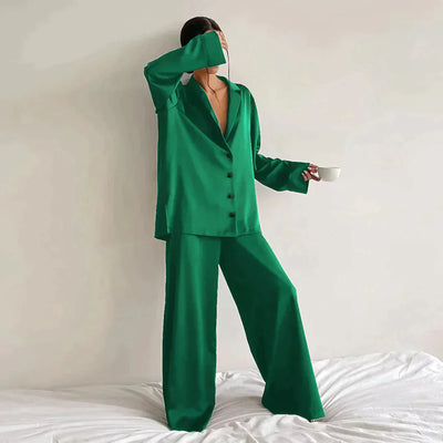 Women's Pajamas - Wide Leg - Long Sleeve - Pajama Set - Sleepwear-Grace Aura