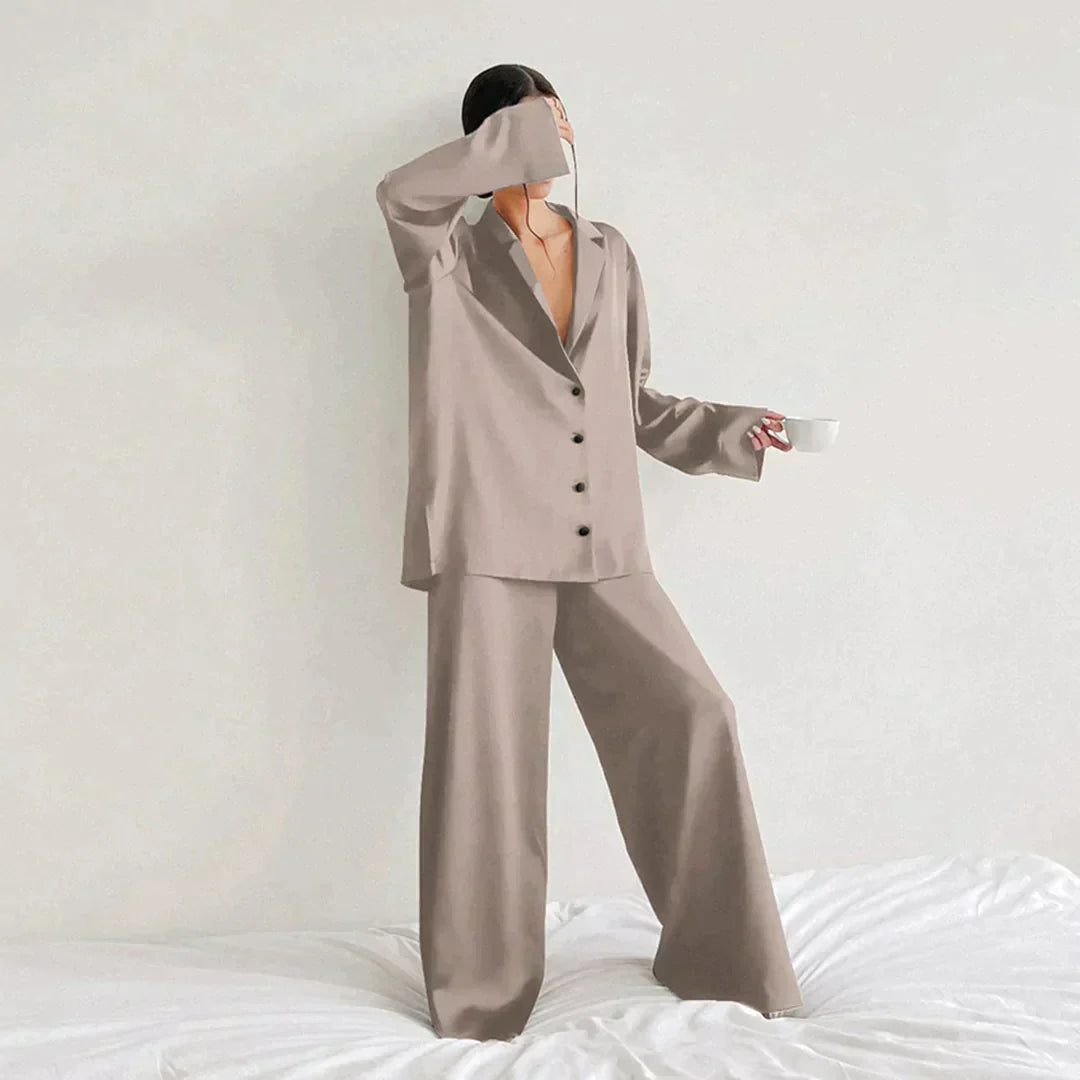 Women's Pajamas - Wide Leg - Long Sleeve - Pajama Set - Sleepwear-Grace Aura