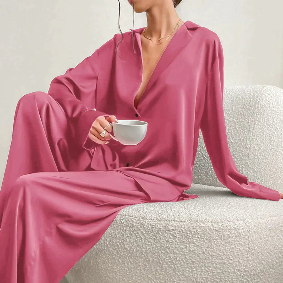 Women's Pajamas - Wide Leg - Long Sleeve - Pajama Set - Sleepwear-Grace Aura