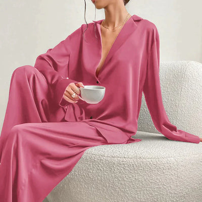 Women's Pajamas - Wide Leg - Long Sleeve - Pajama Set - Sleepwear-Grace Aura