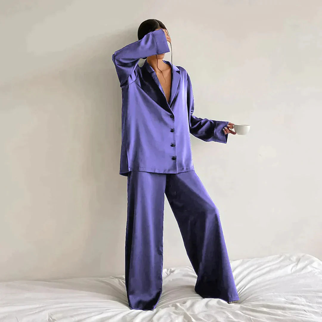 Women's Pajamas - Wide Leg - Long Sleeve - Pajama Set - Sleepwear-Grace Aura