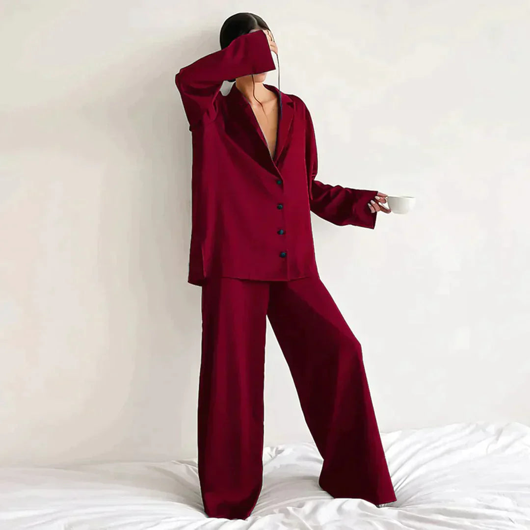 Women's Pajamas - Wide Leg - Long Sleeve - Pajama Set - Sleepwear-Grace Aura