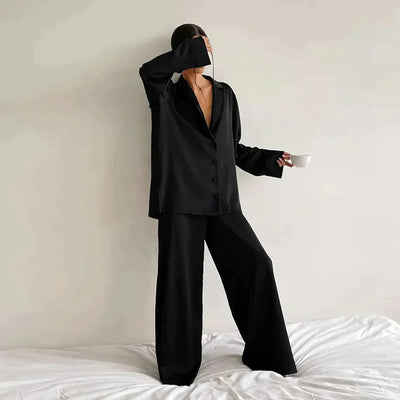 Women's Pajamas - Wide Leg - Long Sleeve - Pajama Set - Sleepwear-Grace Aura