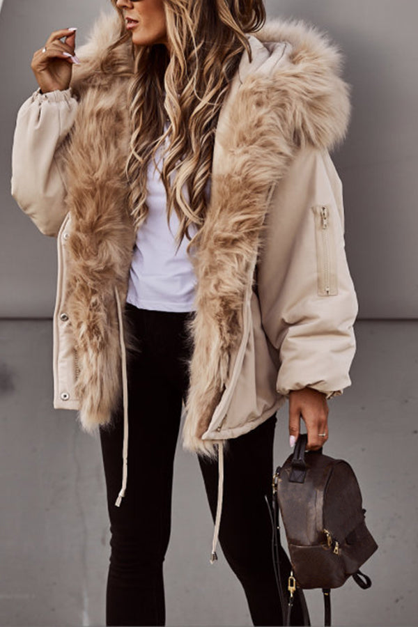 Women's Parka Jacket | Hooded | Drawstring | Fur Lined Jacket | Ladies Winter Jacket-Grace Aura