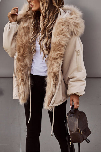 Women's Parka Jacket | Hooded | Drawstring | Fur Lined Jacket | Ladies Winter Jacket-Grace Aura