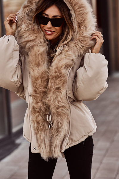 Women's Parka Jacket | Hooded | Drawstring | Fur Lined Jacket | Ladies Winter Jacket-Grace Aura