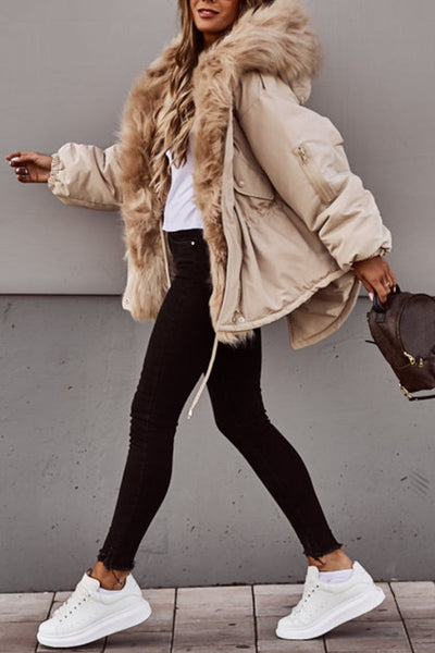 Women's Parka Jacket | Hooded | Drawstring | Fur Lined Jacket | Ladies Winter Jacket-Grace Aura