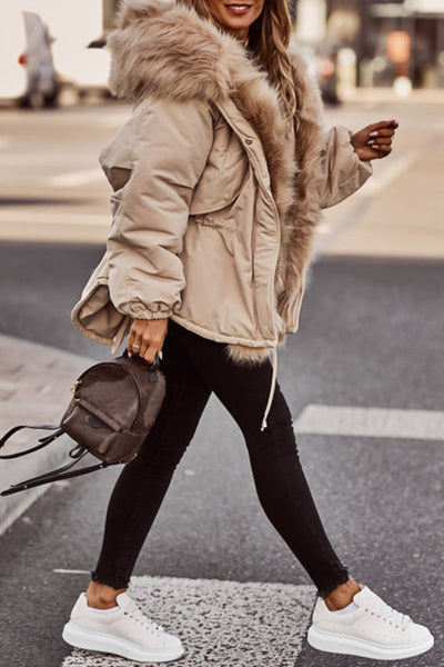 Women's Parka Jacket | Hooded | Drawstring | Fur Lined Jacket | Ladies Winter Jacket-Grace Aura
