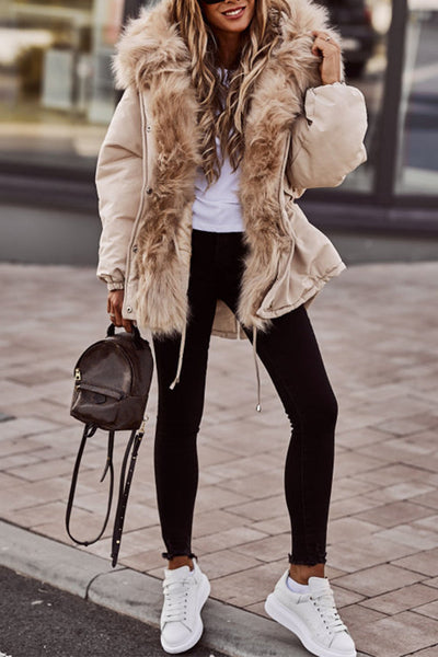 Women's Parka Jacket | Hooded | Drawstring | Fur Lined Jacket | Ladies Winter Jacket-Grace Aura