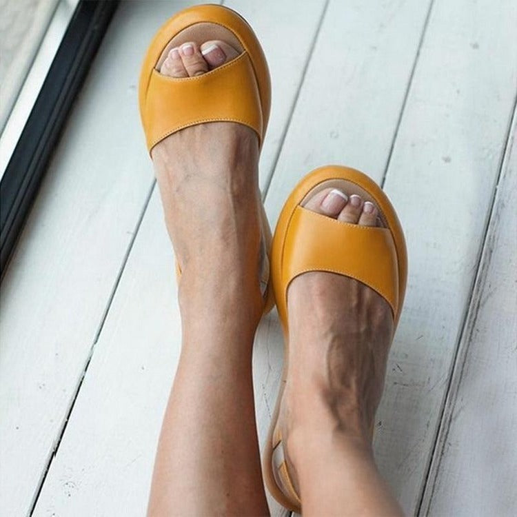 Women's Sandals - Open Toe - Thick Sole - Leather Sandals - Summer Sandals-Grace Aura
