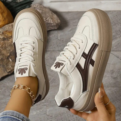 Women's Sneakers - Lace-Up - Sporty - Skate Shoes - White Sneakers-Grace Aura