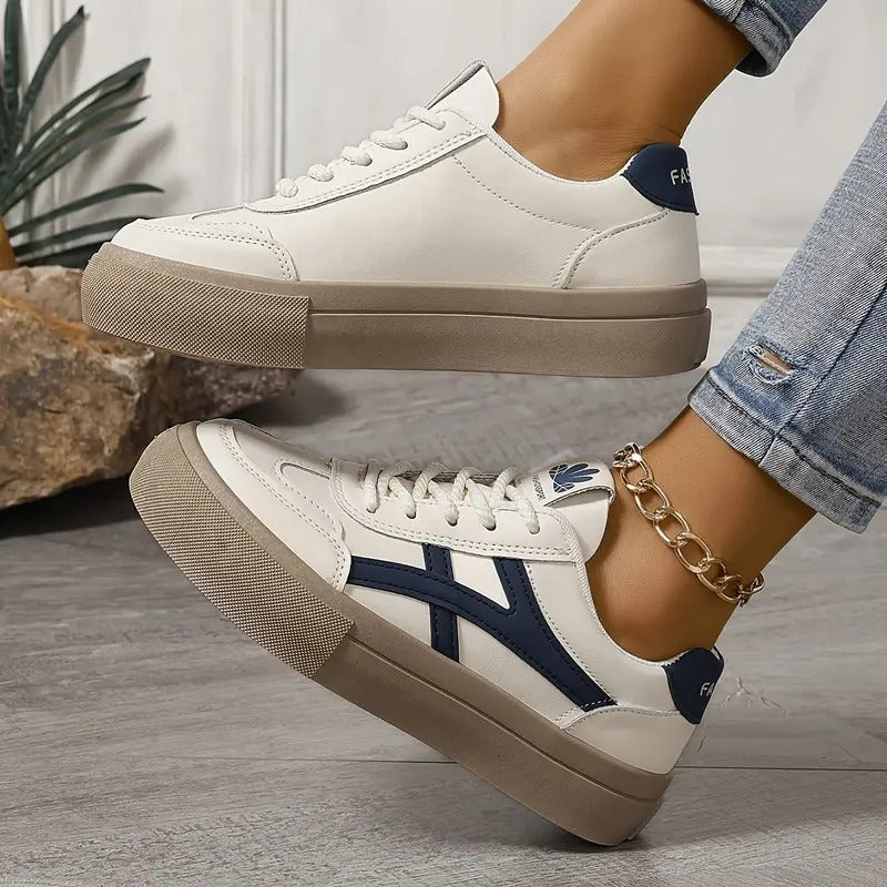 Women's Sneakers - Lace-Up - Sporty - Skate Shoes - White Sneakers-Grace Aura