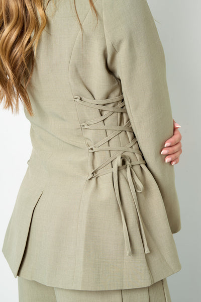 Women's Suit | Tie Waist | Wide Leg | Blazer Set | Co-Ord Set-Grace Aura