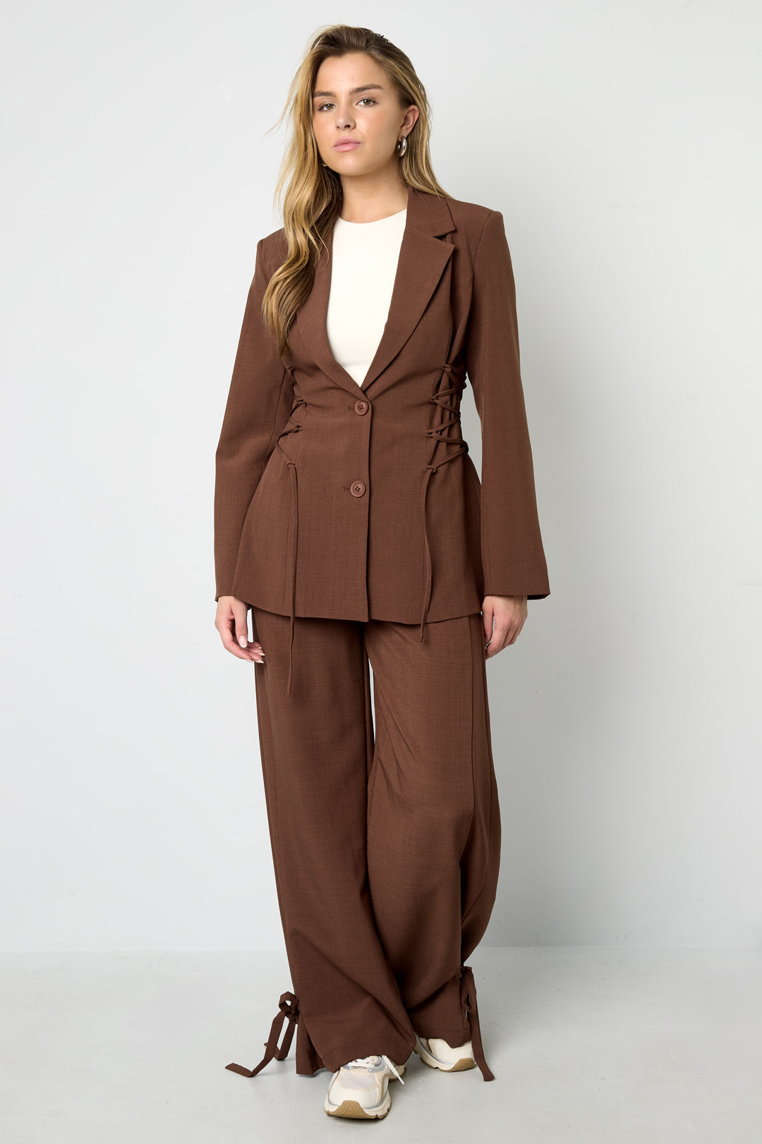 Women's Suit | Tie Waist | Wide Leg | Blazer Set | Co-Ord Set-Grace Aura