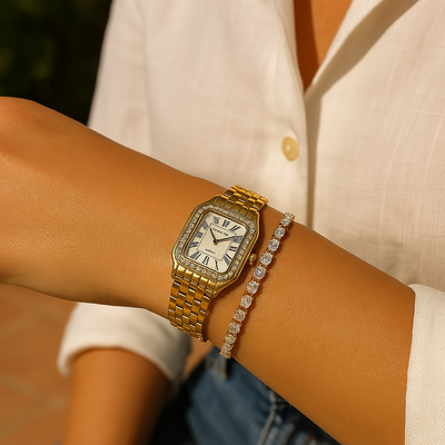 Women's Watch | Small | Diamonds | Square Watch | Quartz Watch-Grace Aura