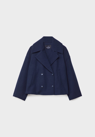 Wool Blend Jacket - Oversized - Double Breasted - Short Wool Jacket - Women's Wool Coat-Grace Aura