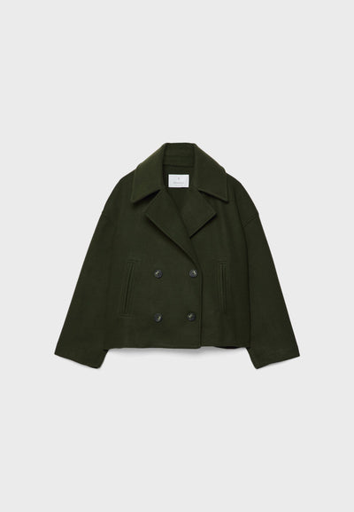 Wool Blend Jacket - Oversized - Double Breasted - Short Wool Jacket - Women's Wool Coat-Grace Aura