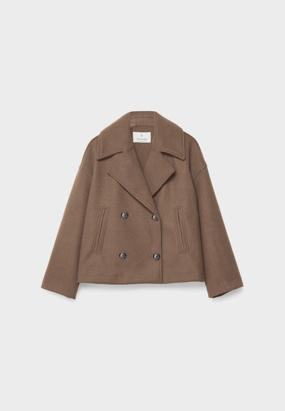 Wool Blend Jacket - Oversized - Double Breasted - Short Wool Jacket - Women's Wool Coat-Grace Aura