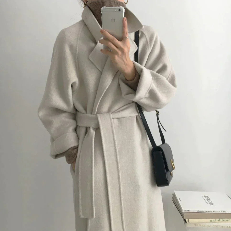 Wool Coat - Belt - Winter - Long Coat - Women's Wool Overcoat-Grace Aura