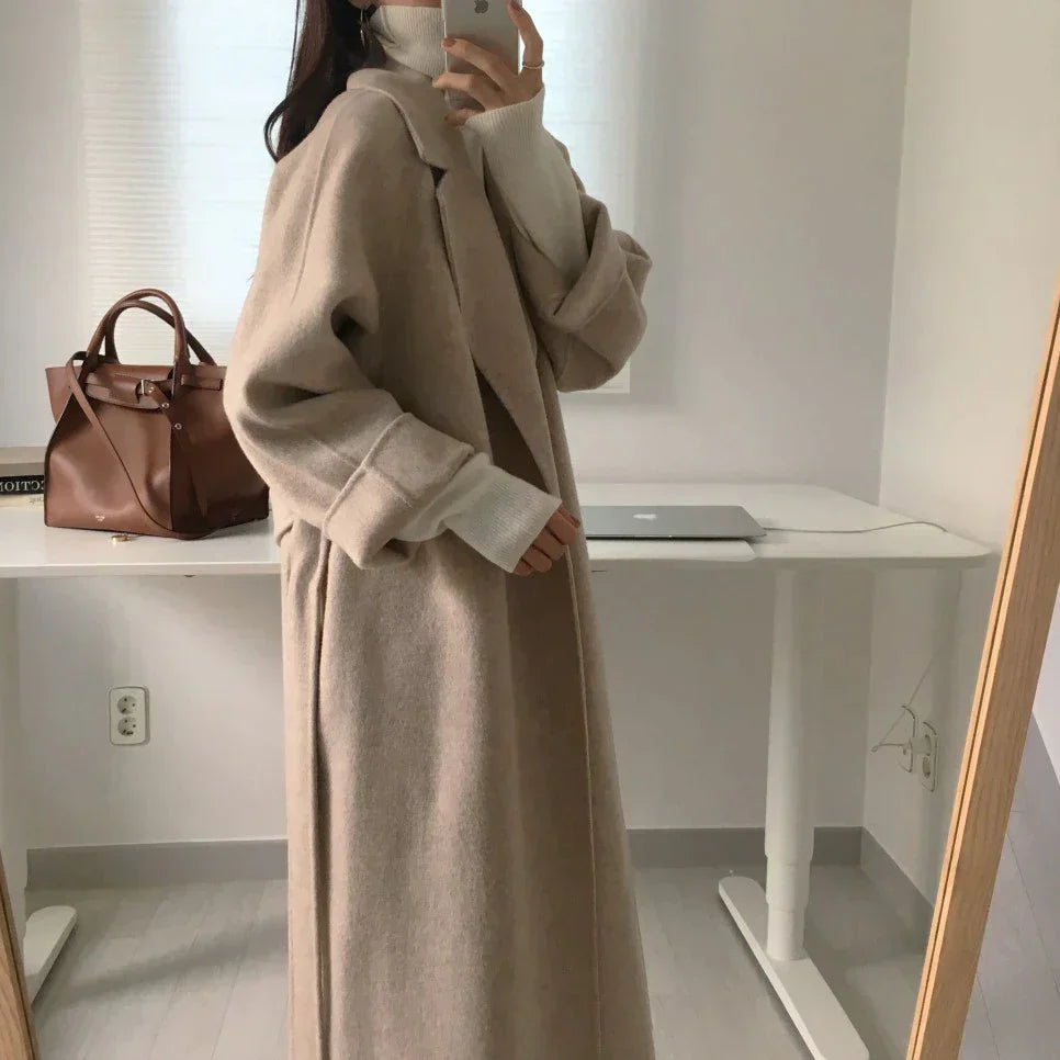 Wool Coat - Belt - Winter - Long Coat - Women's Wool Overcoat-Grace Aura