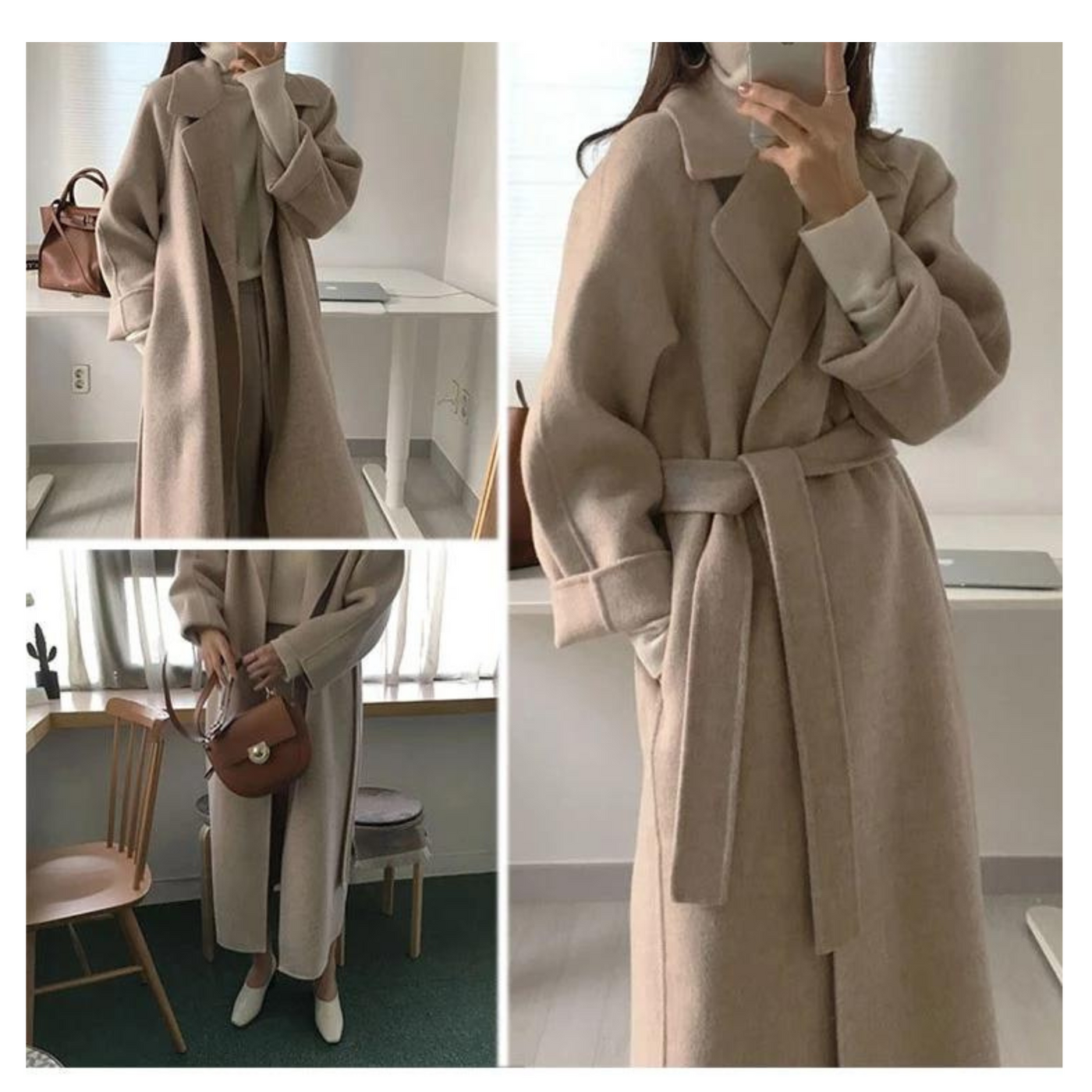 Wool Coat - Belt - Winter - Long Coat - Women's Wool Overcoat-Grace Aura