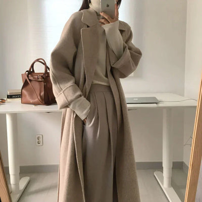 Wool Coat - Belt - Winter - Long Coat - Women's Wool Overcoat-Grace Aura
