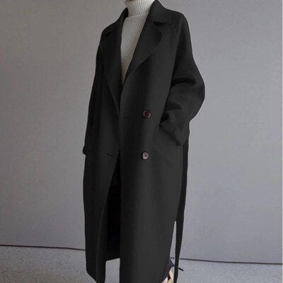 Wool Coat - Double Breasted - Belt - Woolen Jacket - Wool Overcoat Women's-Grace Aura