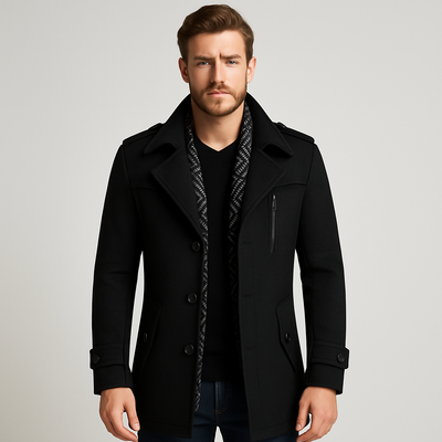 Wool Coat - Men's Short Single Breasted Woolen Coat for Winter-Grace Aura