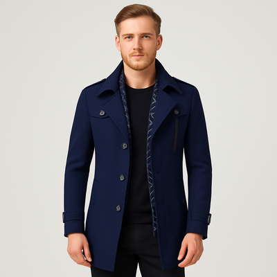 Wool Coat - Men's Short Single Breasted Woolen Coat for Winter-Grace Aura