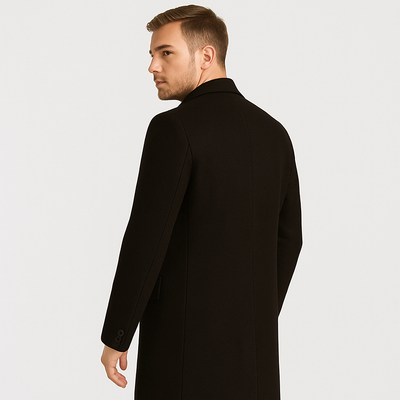 Wool Coat | Mid Lenght | Single Breasted | Winter Trench Coat | Men's Winter Jacket-Grace Aura