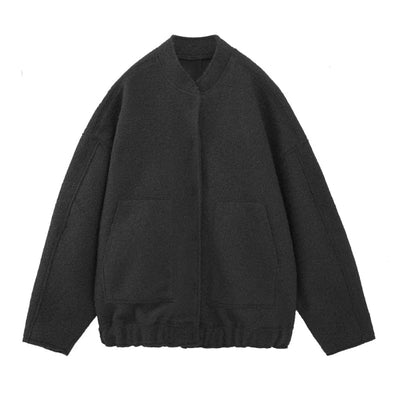 Wool Jacket - Button-Up - Short - Oversized Jacket - Winter Jacket Women-Grace Aura