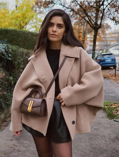 Wool Jacket - Oversized - Autumn - Short Trench Coat - Women's Winter Jacket-Grace Aura