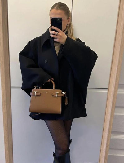 Wool Jacket - Oversized - Autumn - Short Trench Coat - Women's Winter Jacket-Grace Aura