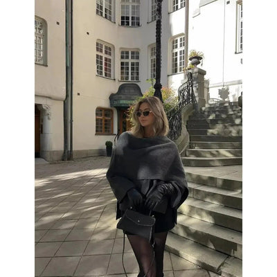Wool Jacket - Short - Autumn - Jacket with Scarf - Women's Jackets-Grace Aura