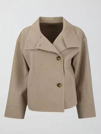 Wool Jacket - Women's Double Breasted Short Wool Coat-Grace Aura