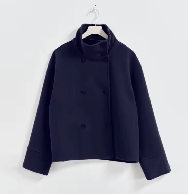 Wool Jacket - Women's Double Breasted Short Wool Coat-Grace Aura