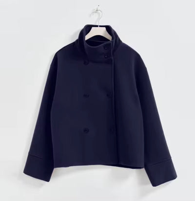 Wool Jacket - Women's Double Breasted Short Wool Coat-Grace Aura