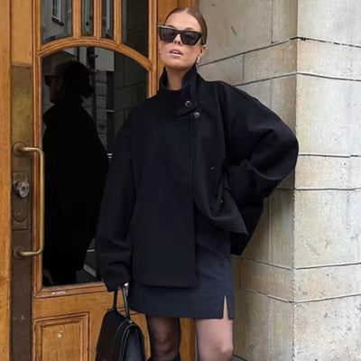 Wool Jacket - Women's Double Breasted Short Wool Coat-Grace Aura